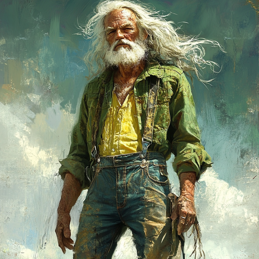 The Old Man in Tattered Clothes by the Sea