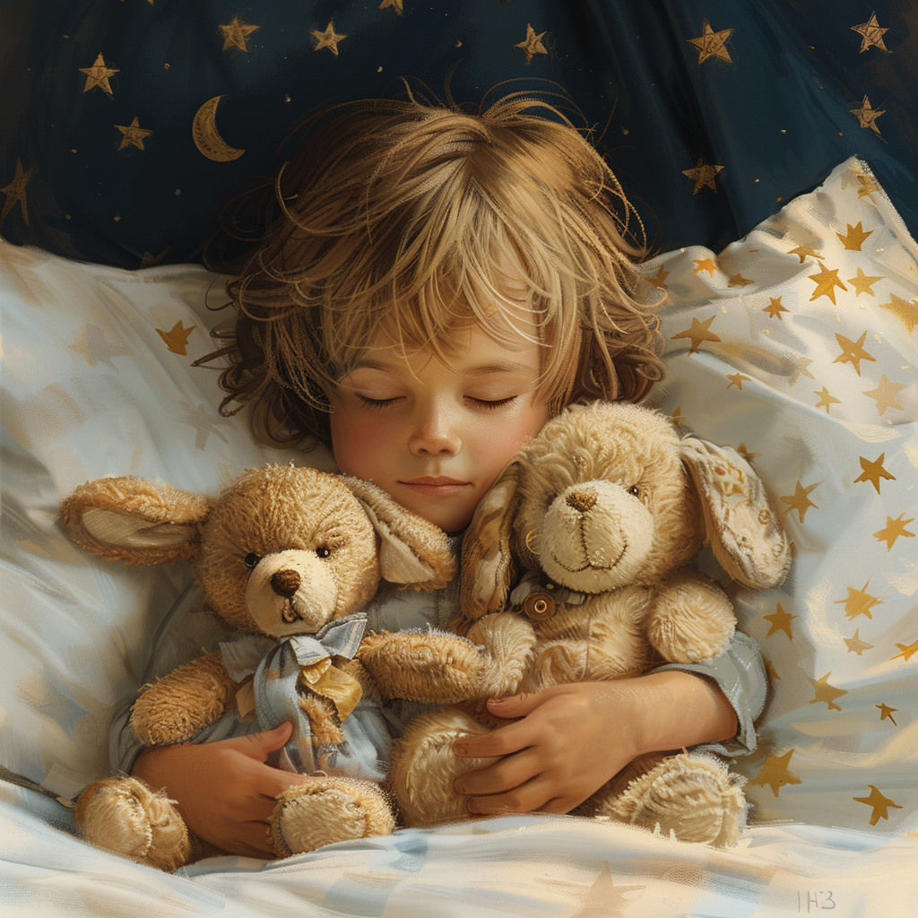 The Peaceful Child Sleeping Among Stuffed Animals