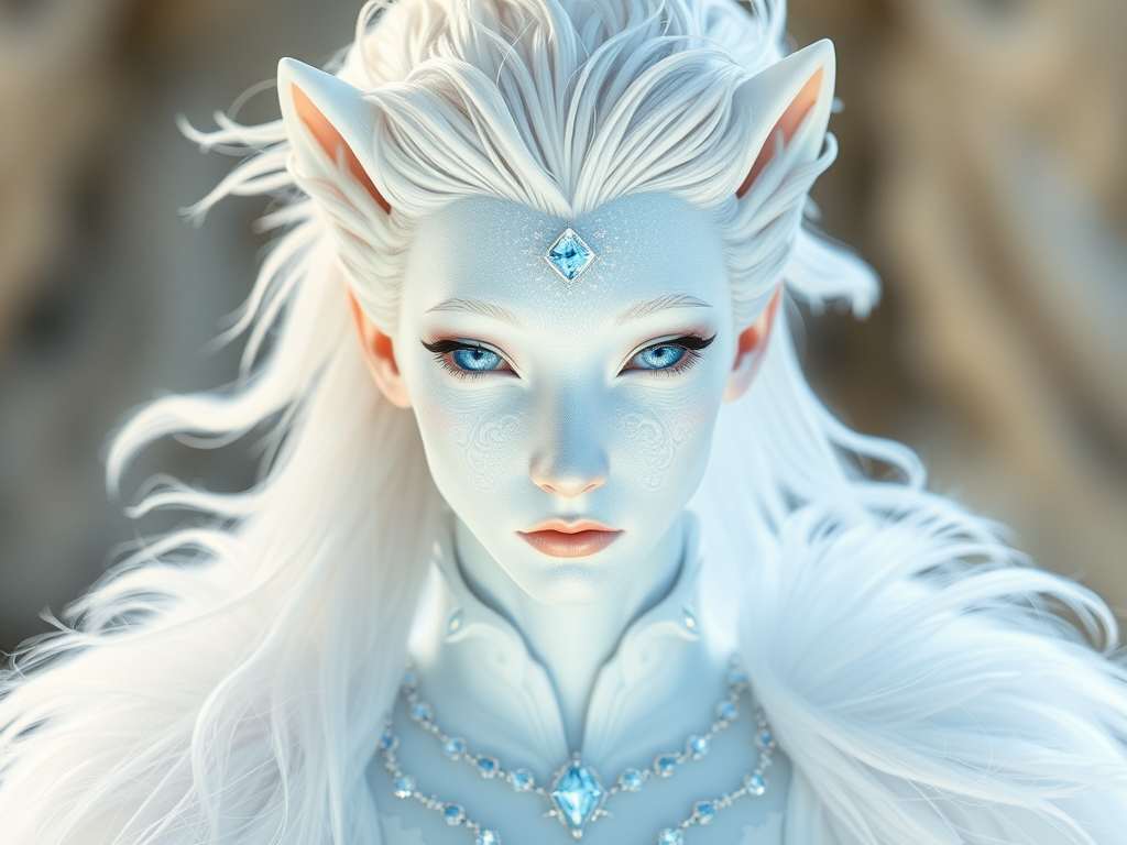 The Platinum Blond Kaelion in Ethereal White Outfit