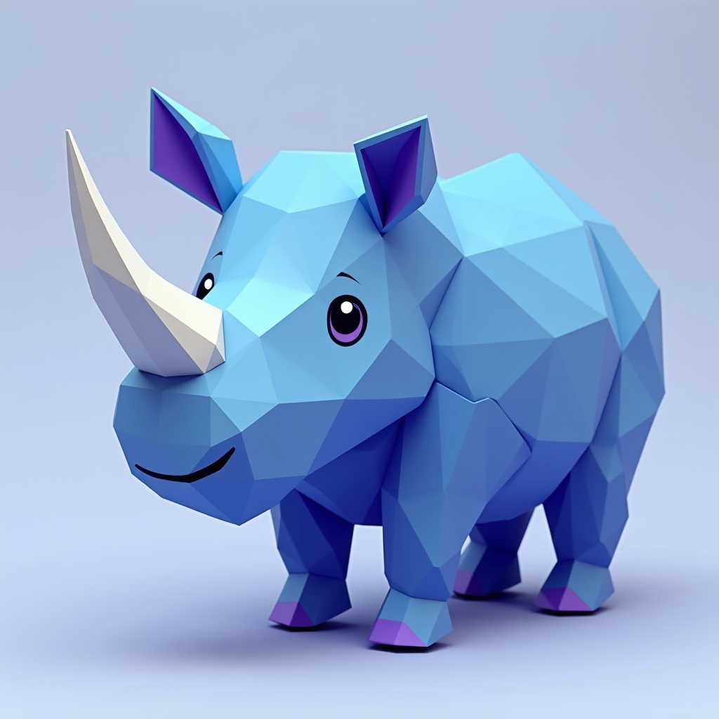 The Playful Origami-Style Baby Rhino Illustration
