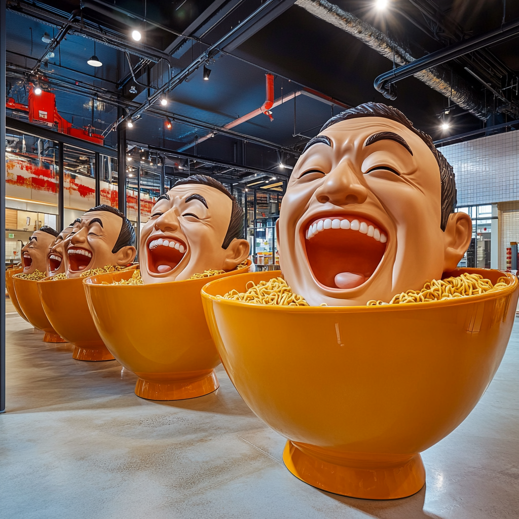 The Playful Ramen Factory with Laughing Men