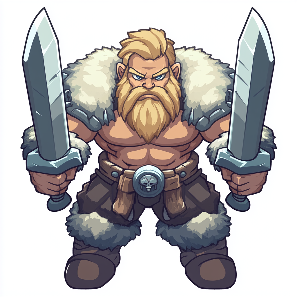 The Powerful Barbarian: 2D RPG Game Sprite