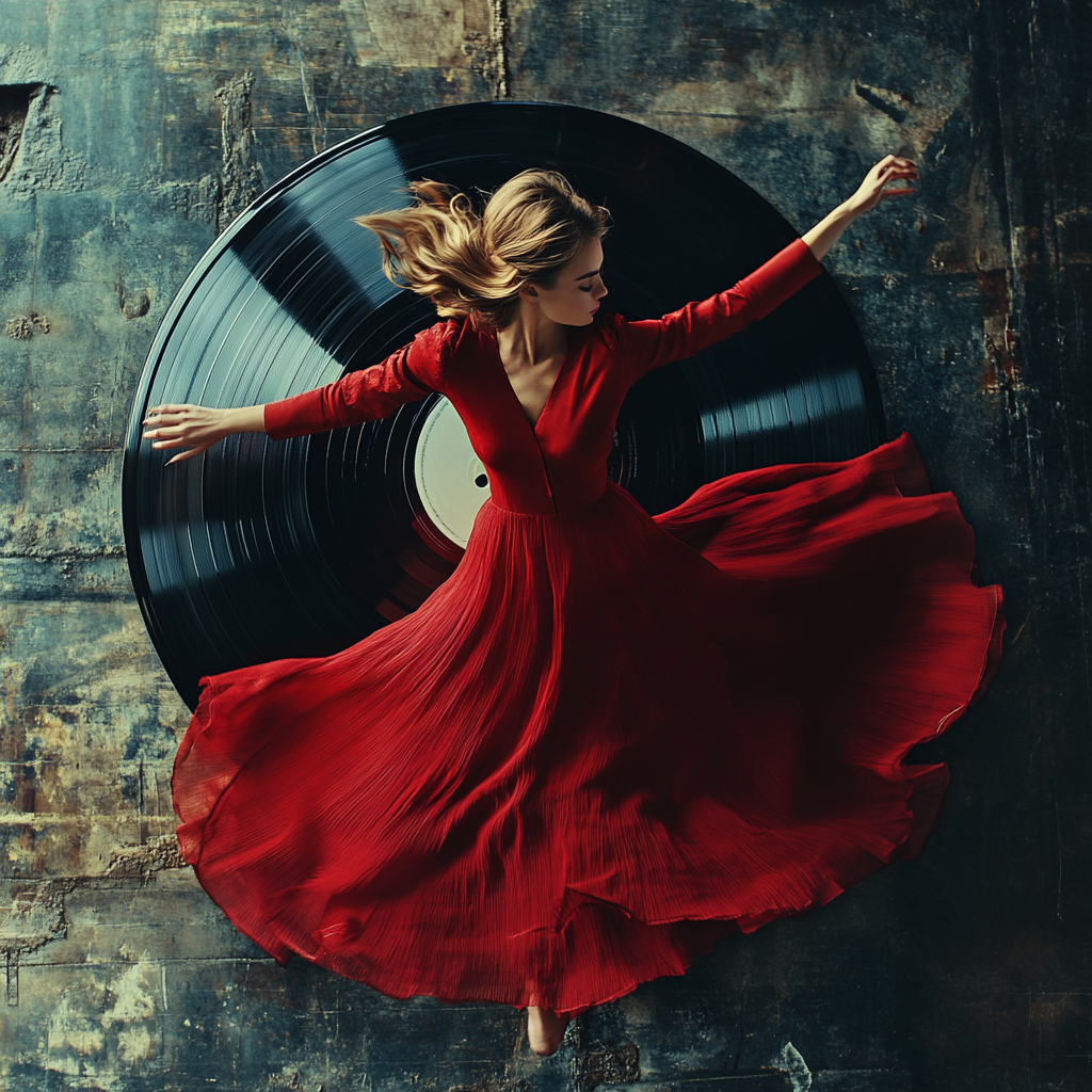 The Red Dancing Woman on Vinyl Record