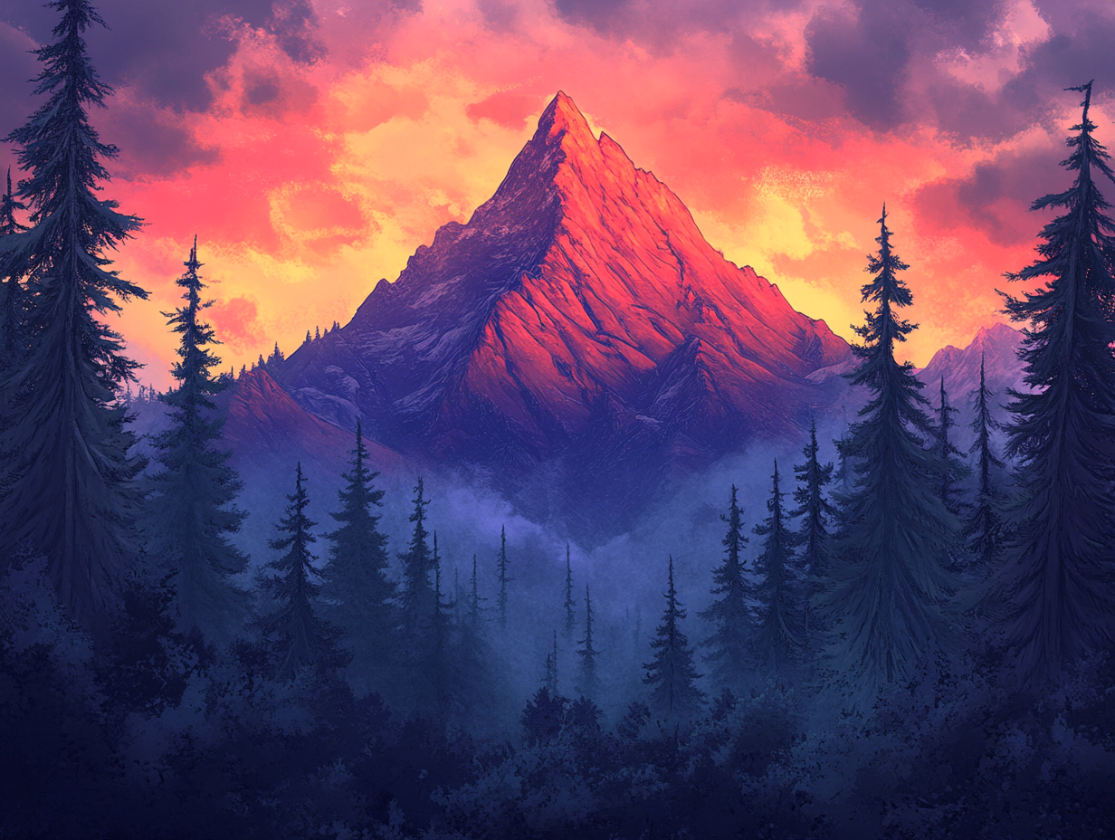 The Red Mountain Peak in Thick Forest