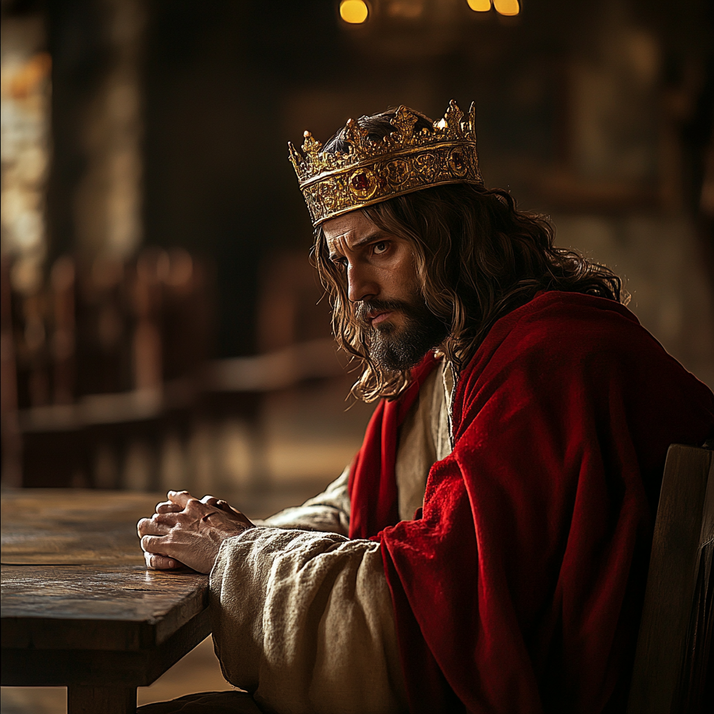 The Sad King Jesus at Empty Table.