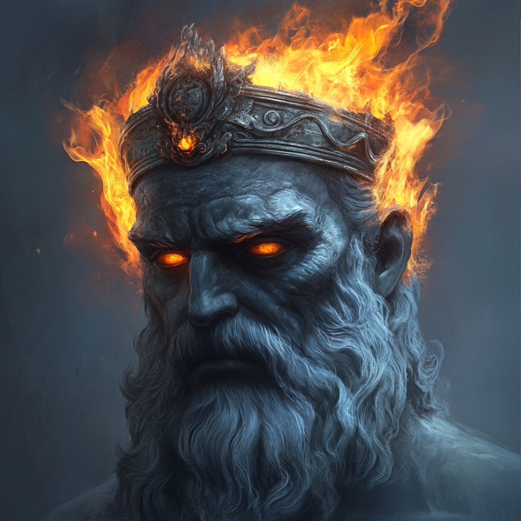 The Scary God Hades with Fiery Helmet