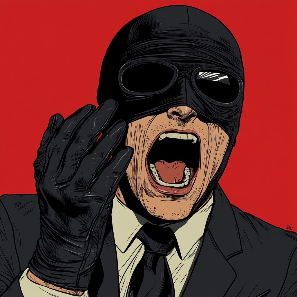 The Screaming Man in Black Comic Style