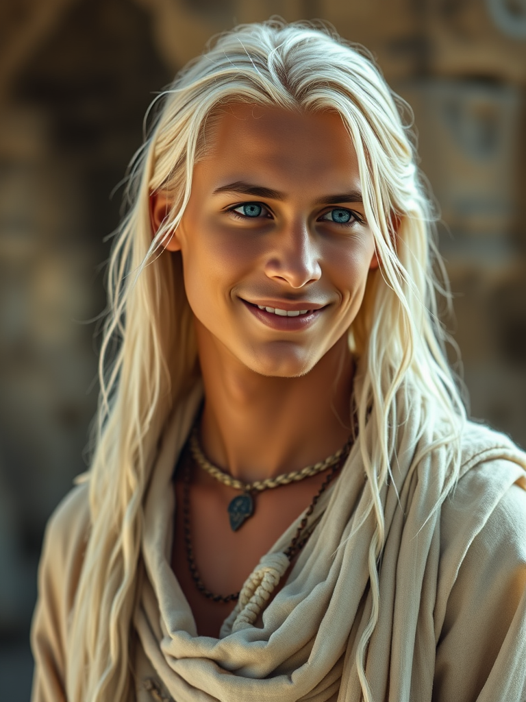 The Serene, Tribal Man with Blue Piercing Eyes