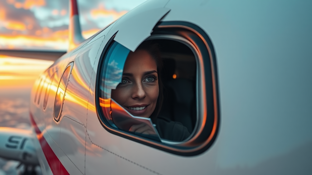 The Shattered Window: Woman gazes at skies below