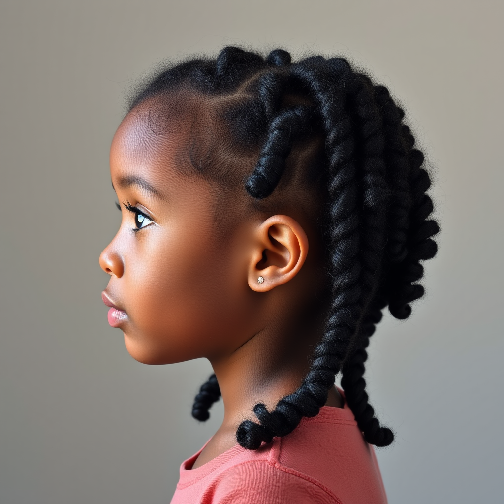 The Side Profile of a Bright-Eyed African American Girl