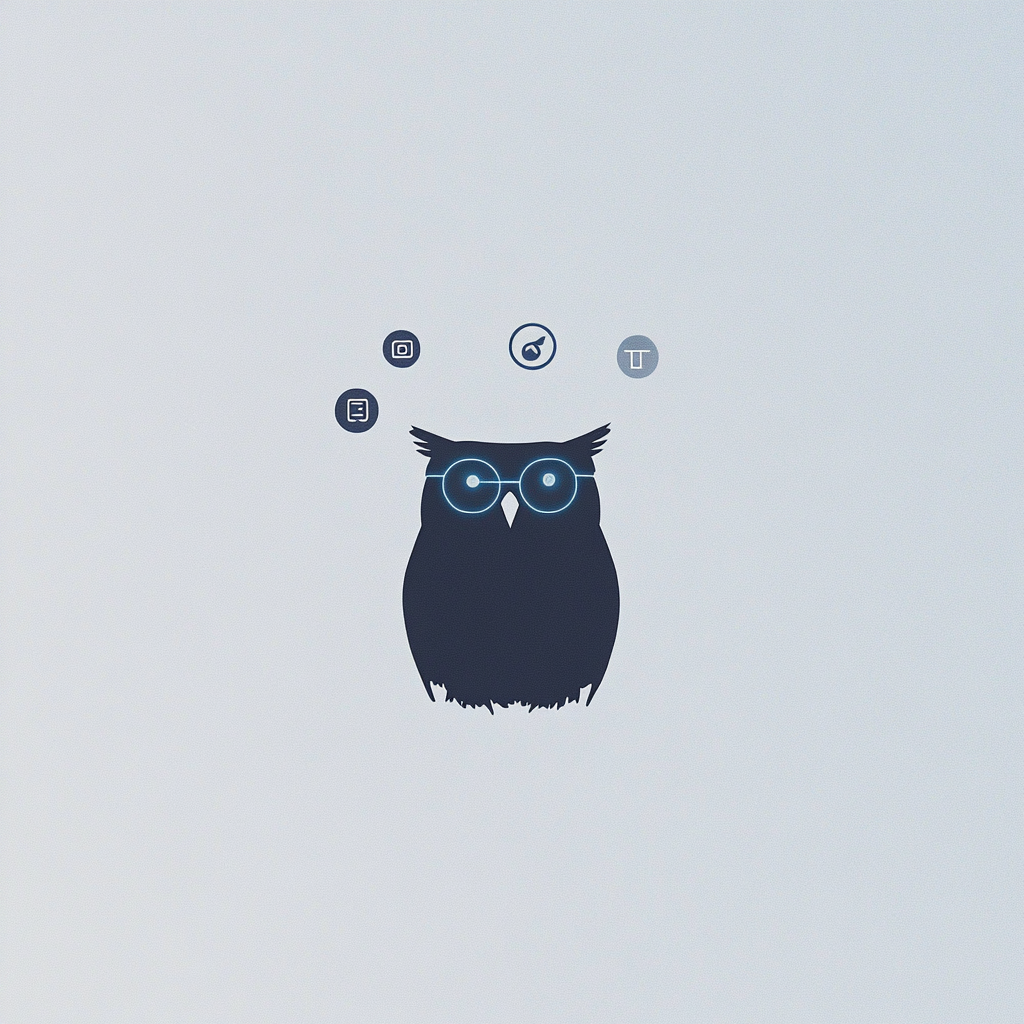 The Smart Owl with Glowing Circuits and Glasses