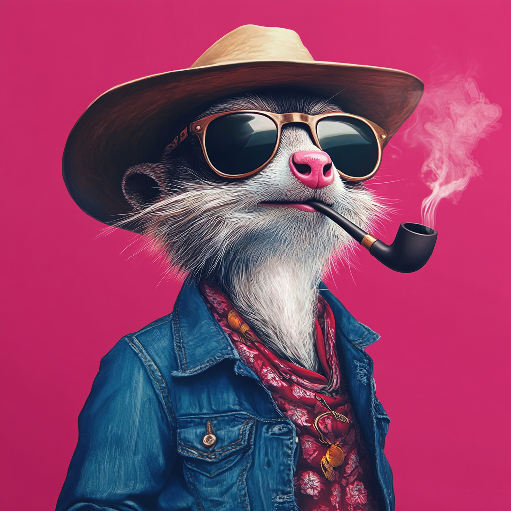 The Smiling Meerkat Cowboy in Denim Jacket