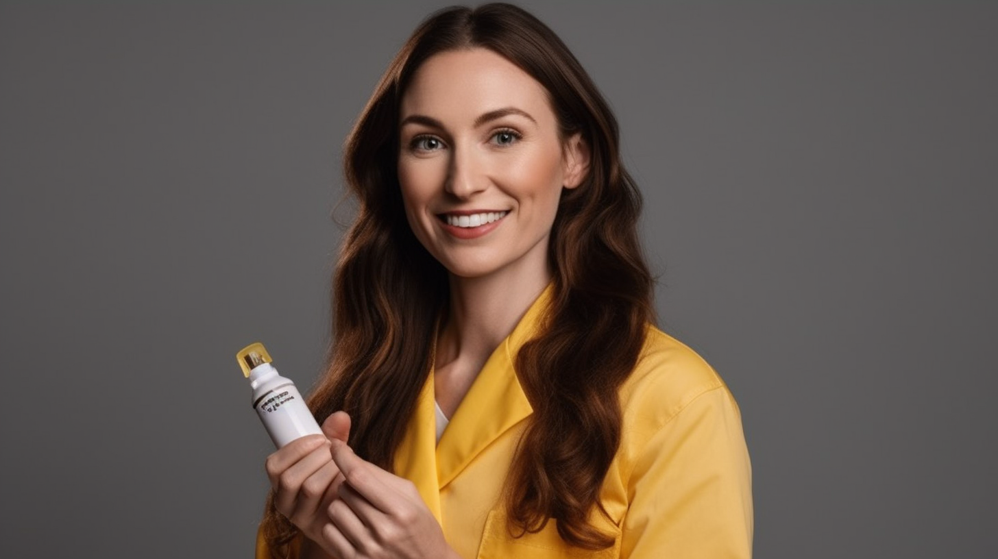 The Smiling Woman Demonstrating Face Cream On Camera