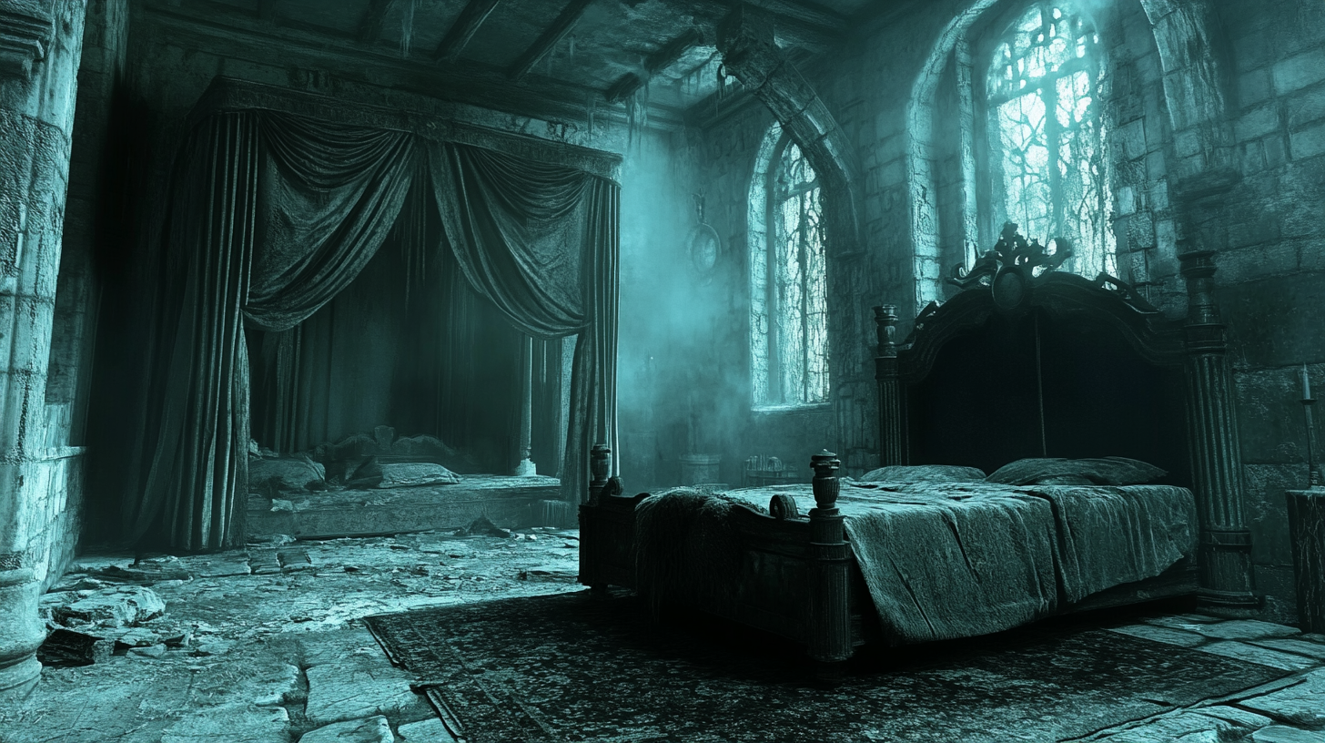 The Spooky Medieval Castle Master Bedroom at Midnight