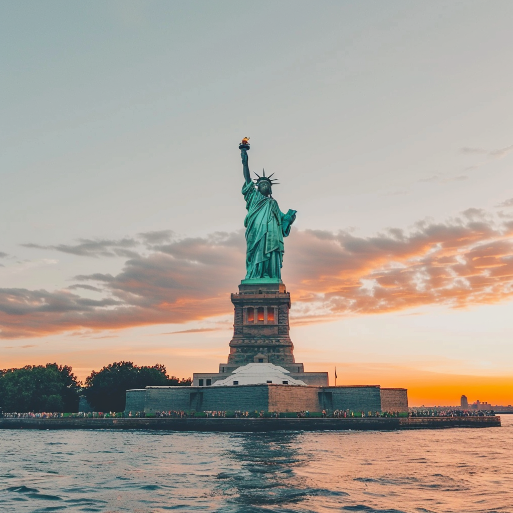 The Statue of Liberty at Sunset