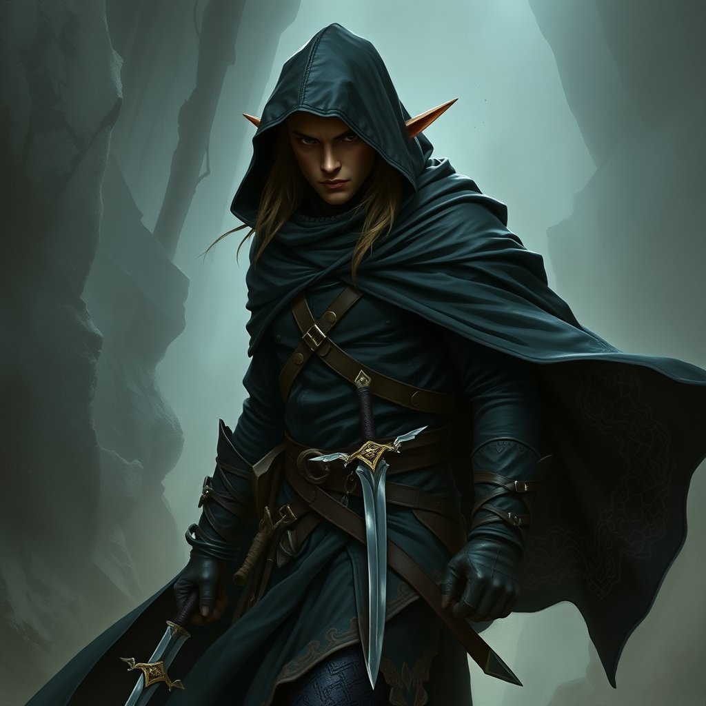 The Stealthy Elf Rogue Approaching in Black