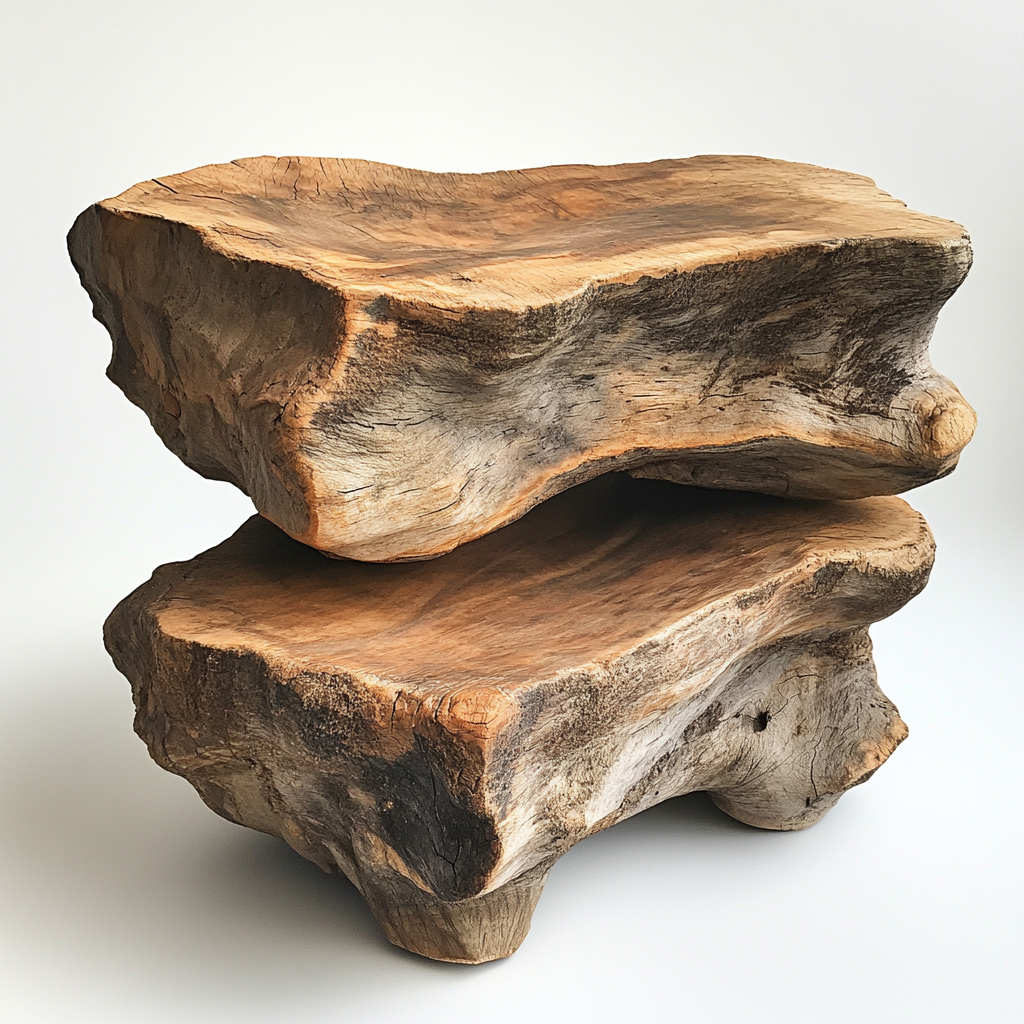 The Three Stacked Tree Roots on White Background