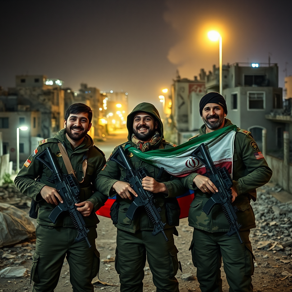 The Three Strong Men Holding Iran's Flag.