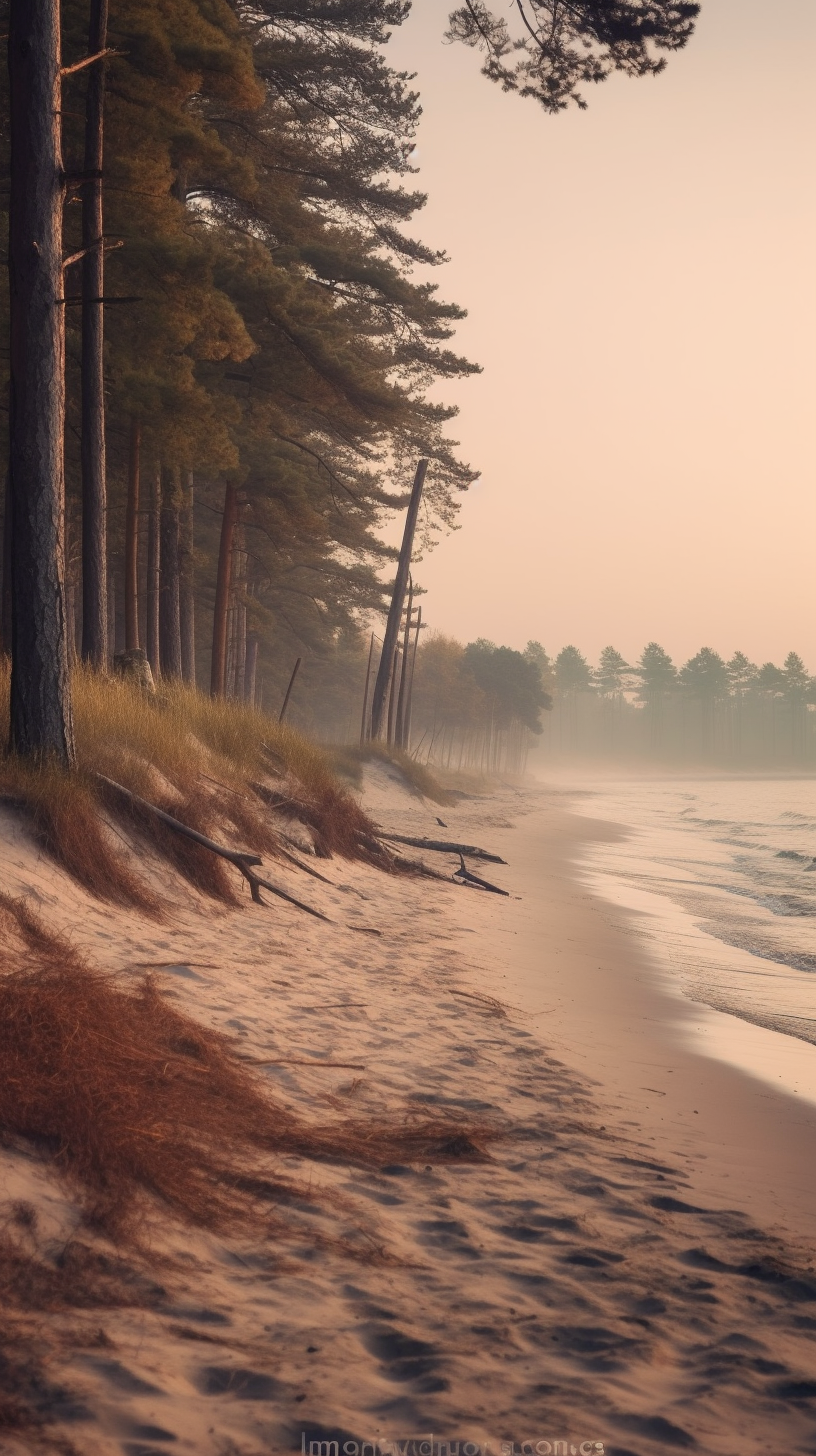 The Tranquil Baltic Coastline with Pine Forests