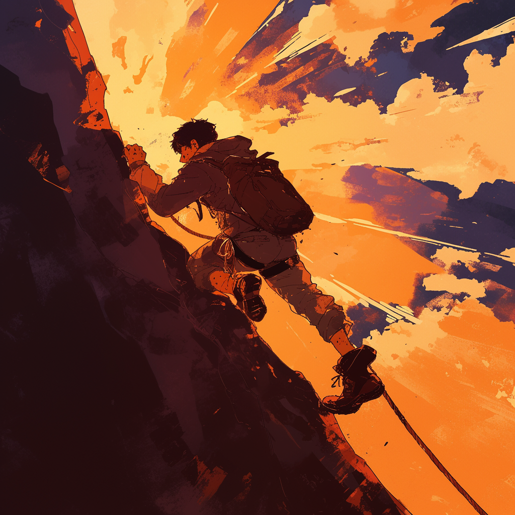 The Traveler Conquering Mountain to See Sunrise.