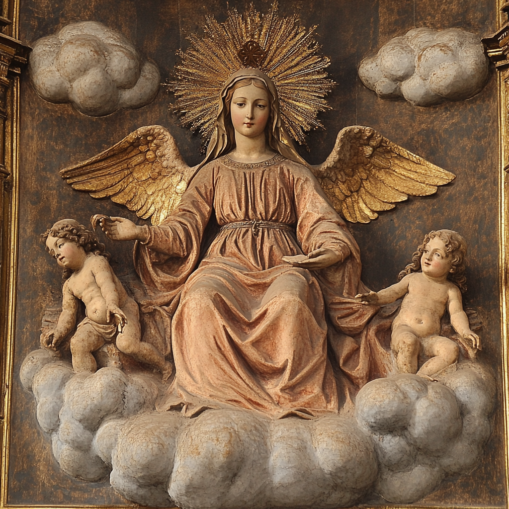 The Virgin Mary on Cloud Throne with Jesus