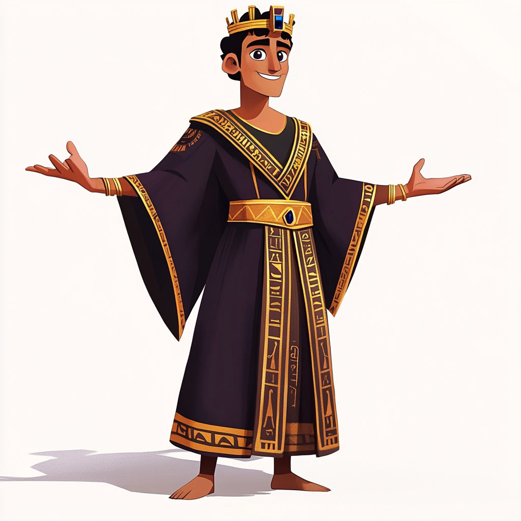 The Wise High Priest Imhotep in Cartoon Style