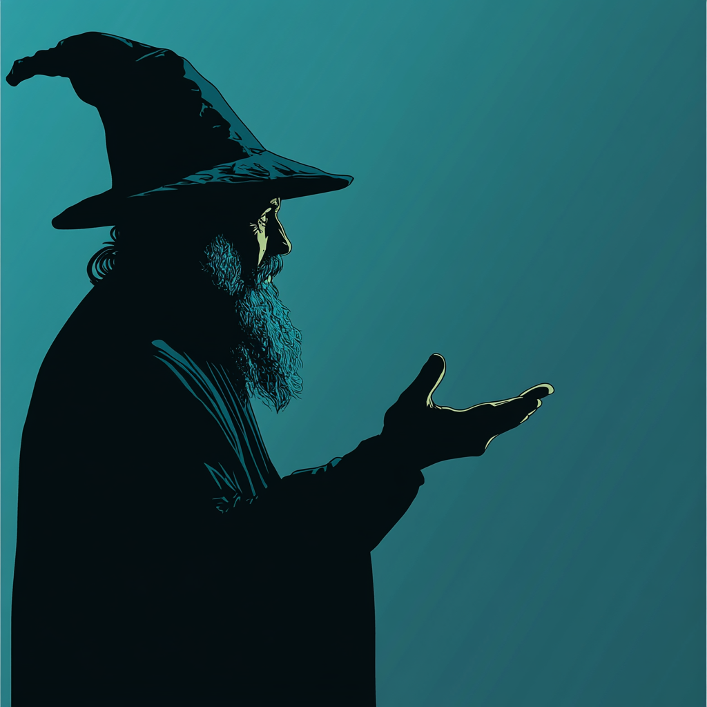 Vector silhouette of a traditional wizard