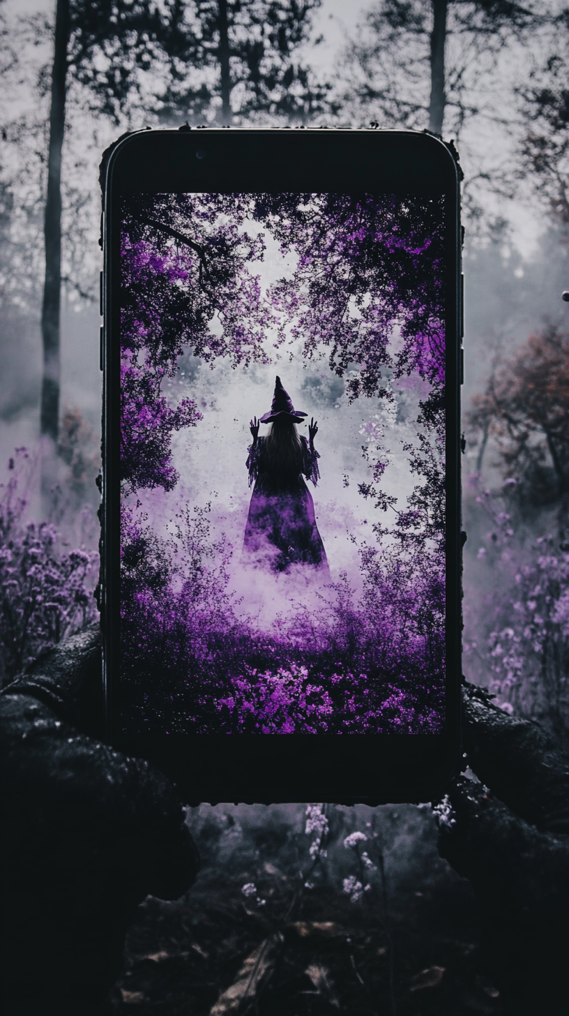 The Witch Rising in Purple and White Lake