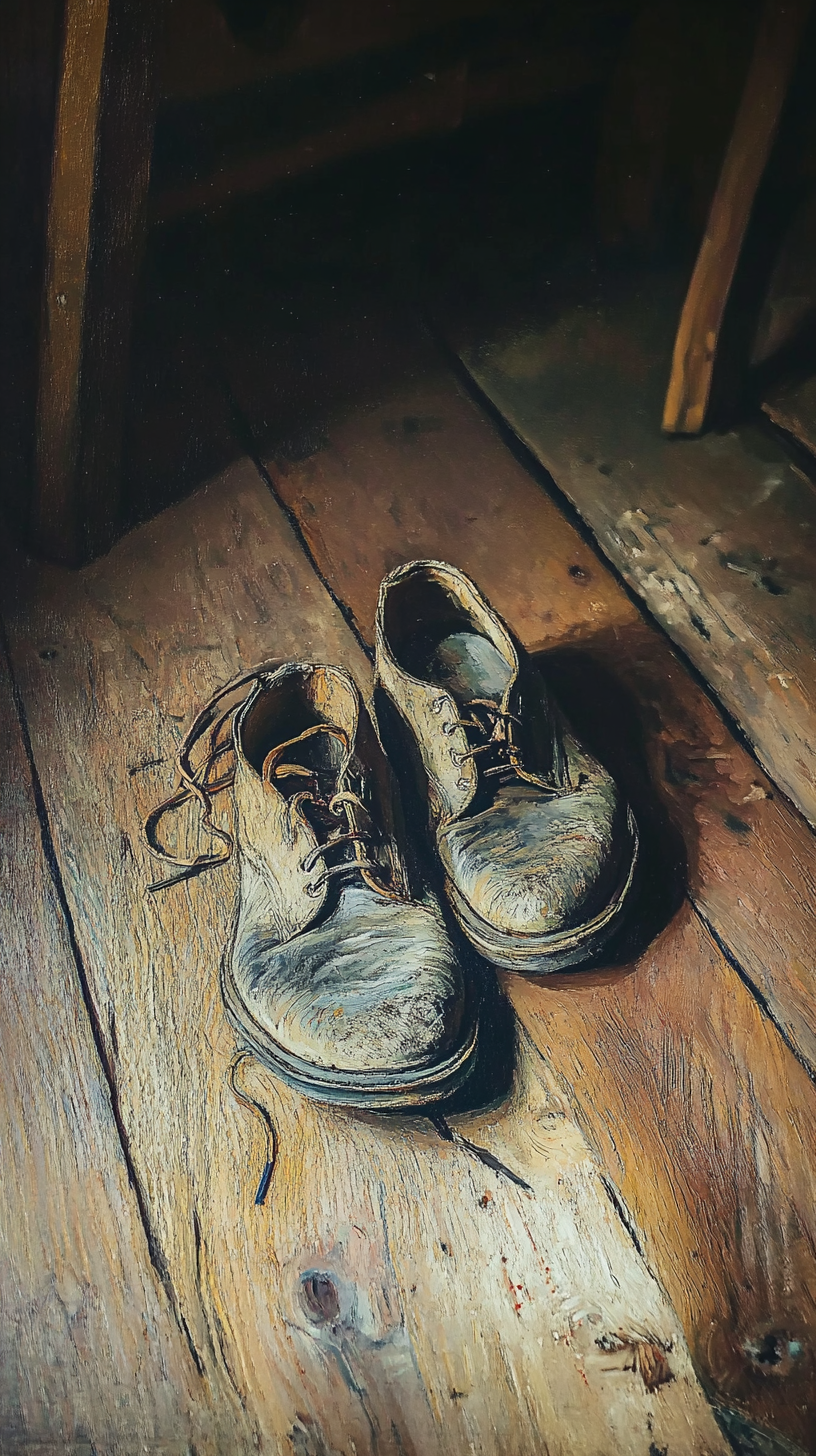 The Worn-out Shoes in the Sunlit Room