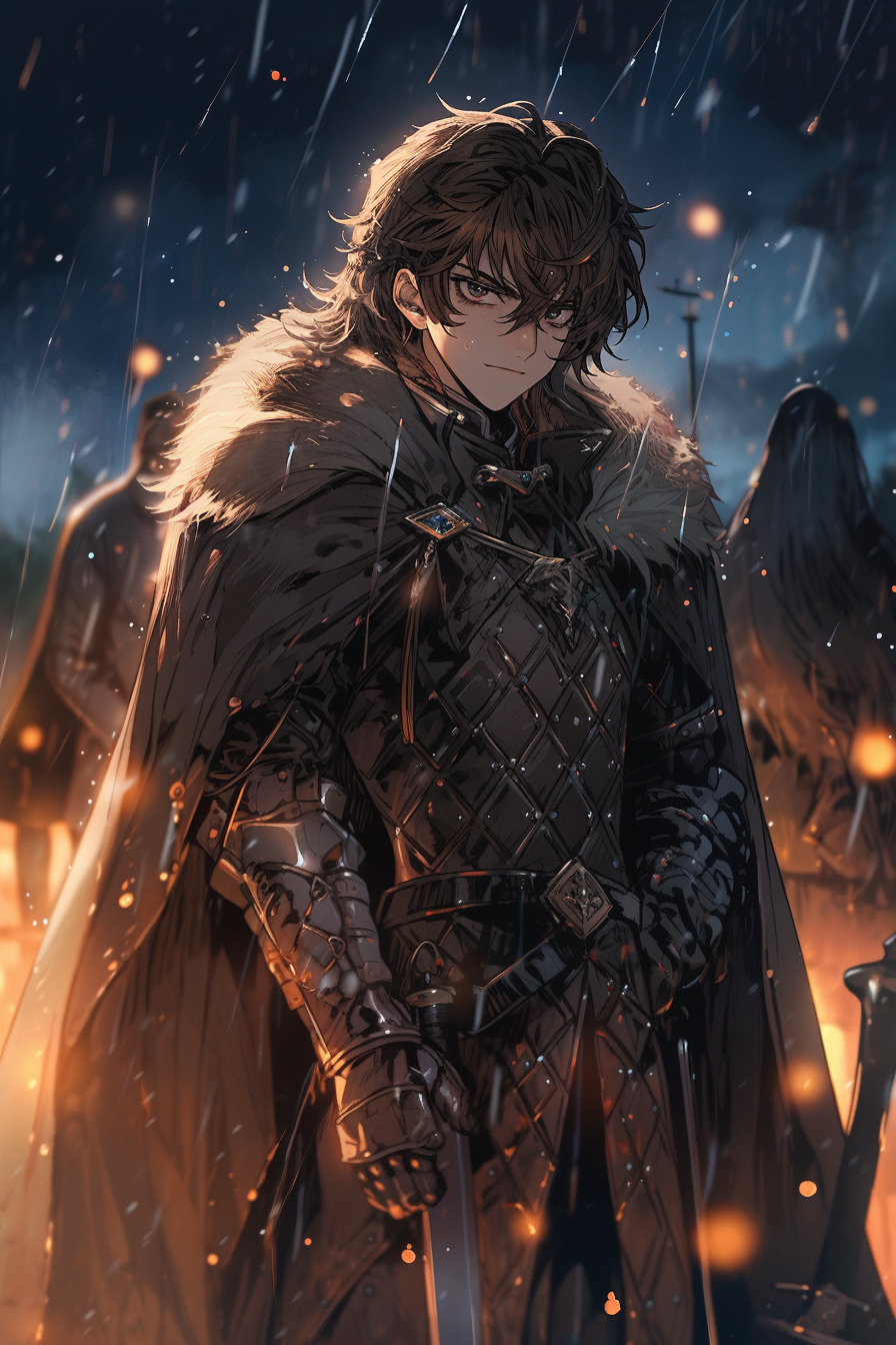 The Young King of the North on Battlefield at Night