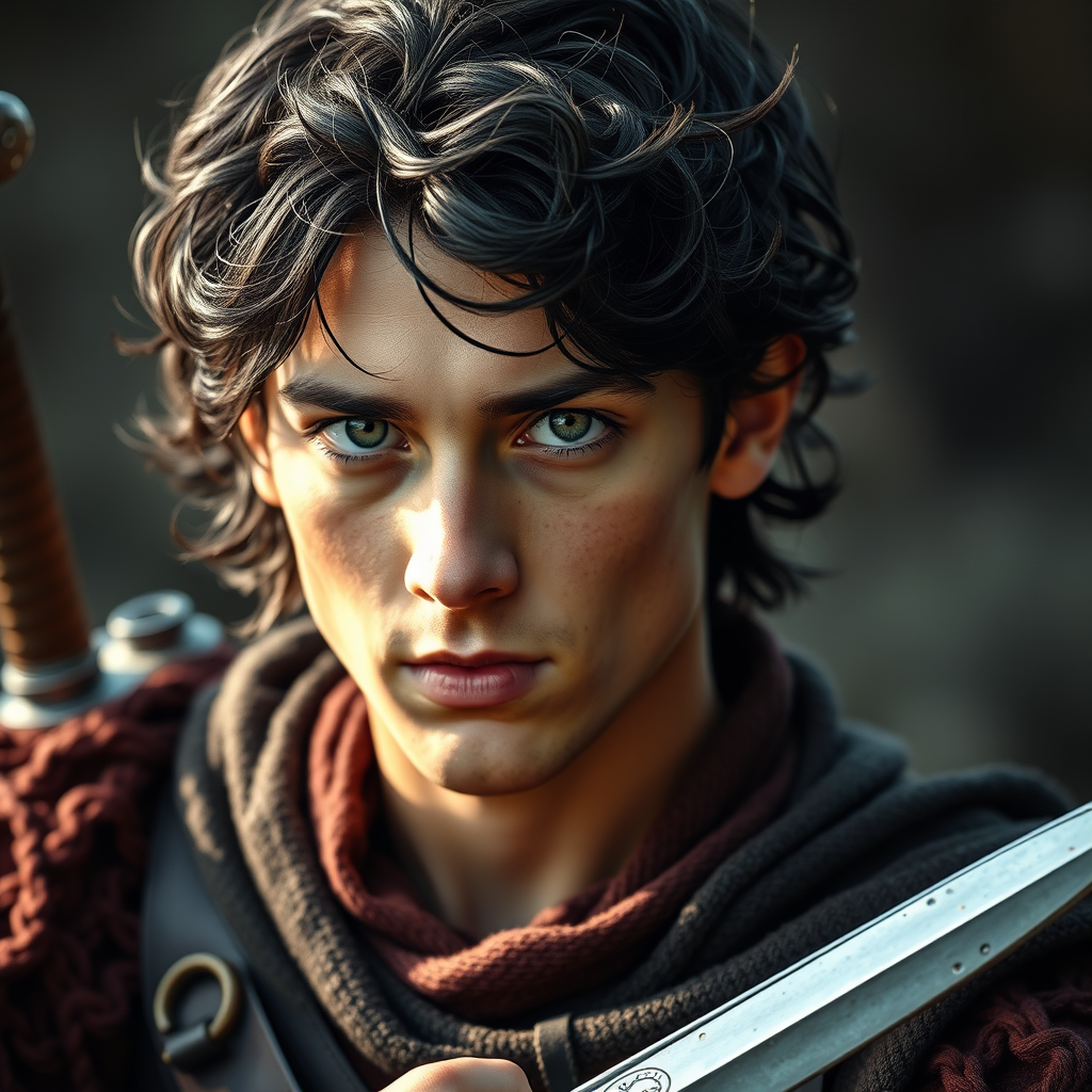 The Young Medieval Warrior with Green Eyes