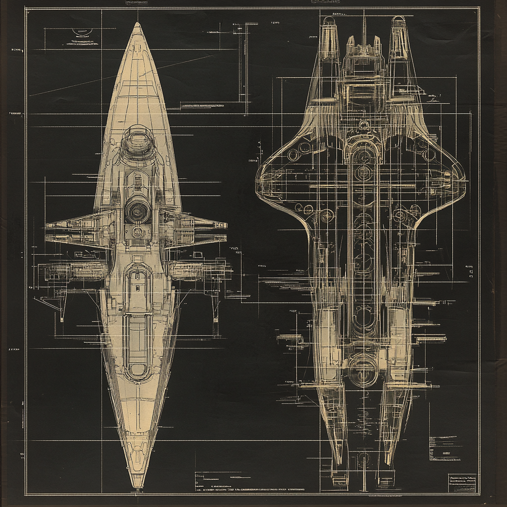 The advanced spaceship with fins and weapons.