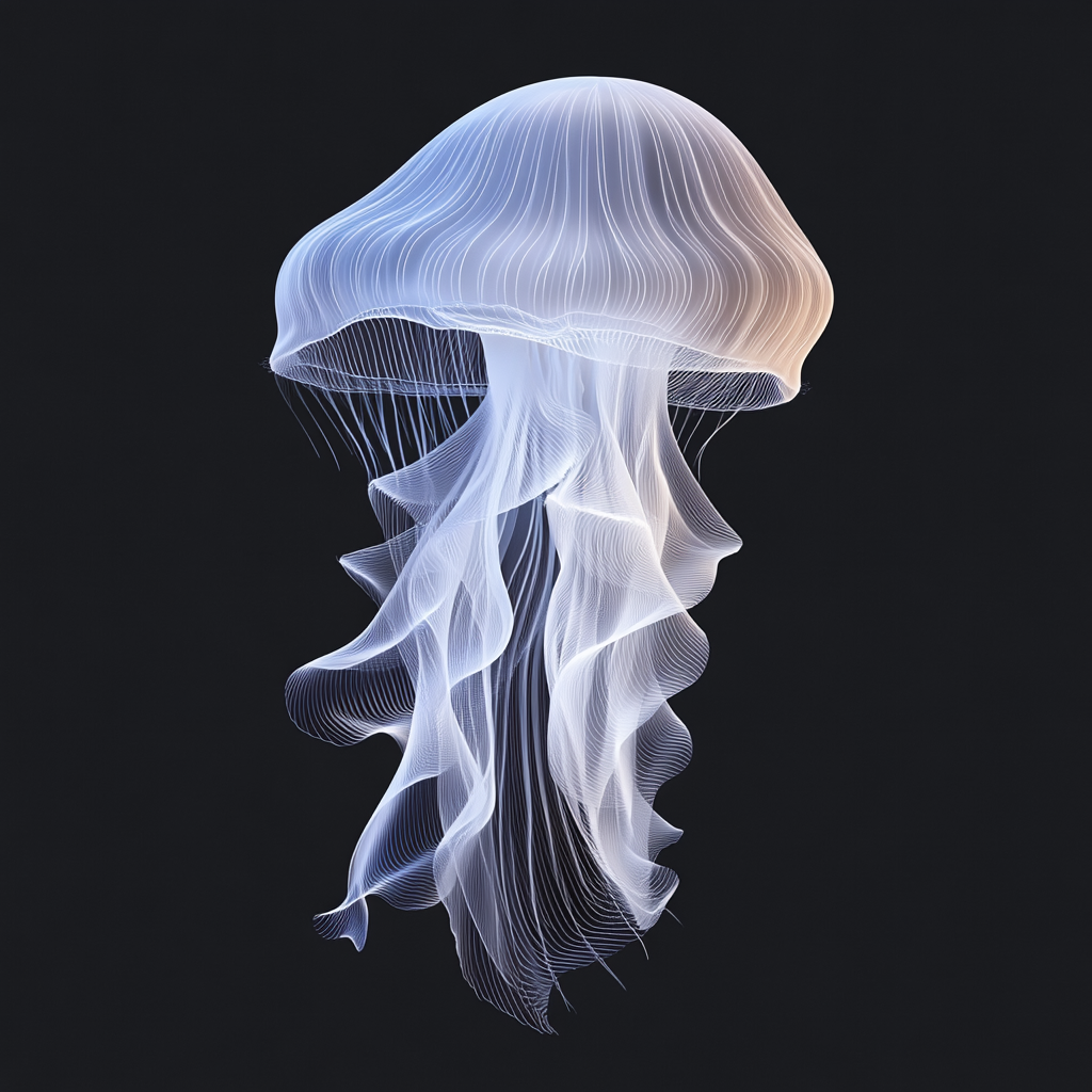 Vector of a blue-gray jellyfish floating