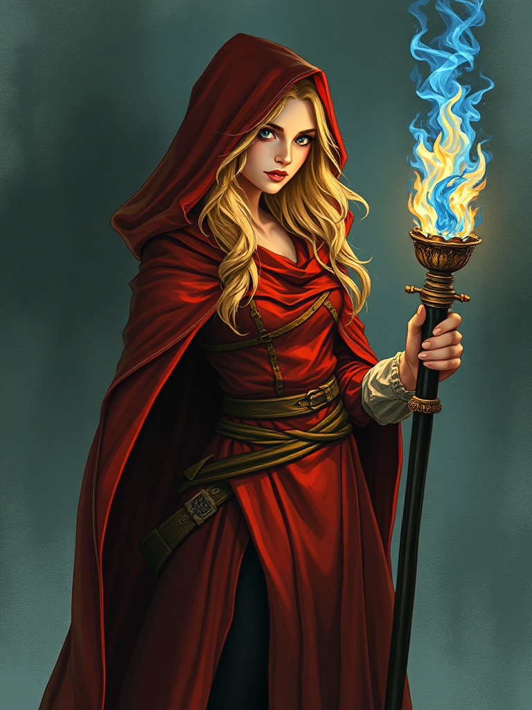 The female necromancer with blond hair.