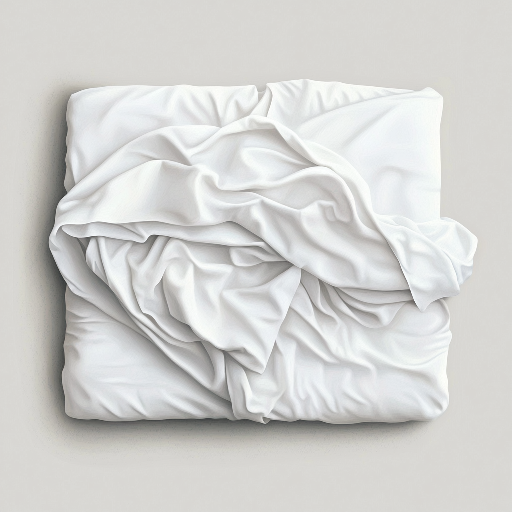 The folded white sheets with delicate watercolor art.