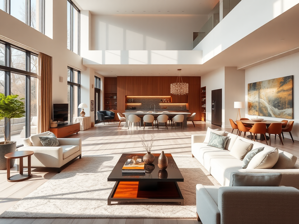 The modern living room with elegant furniture