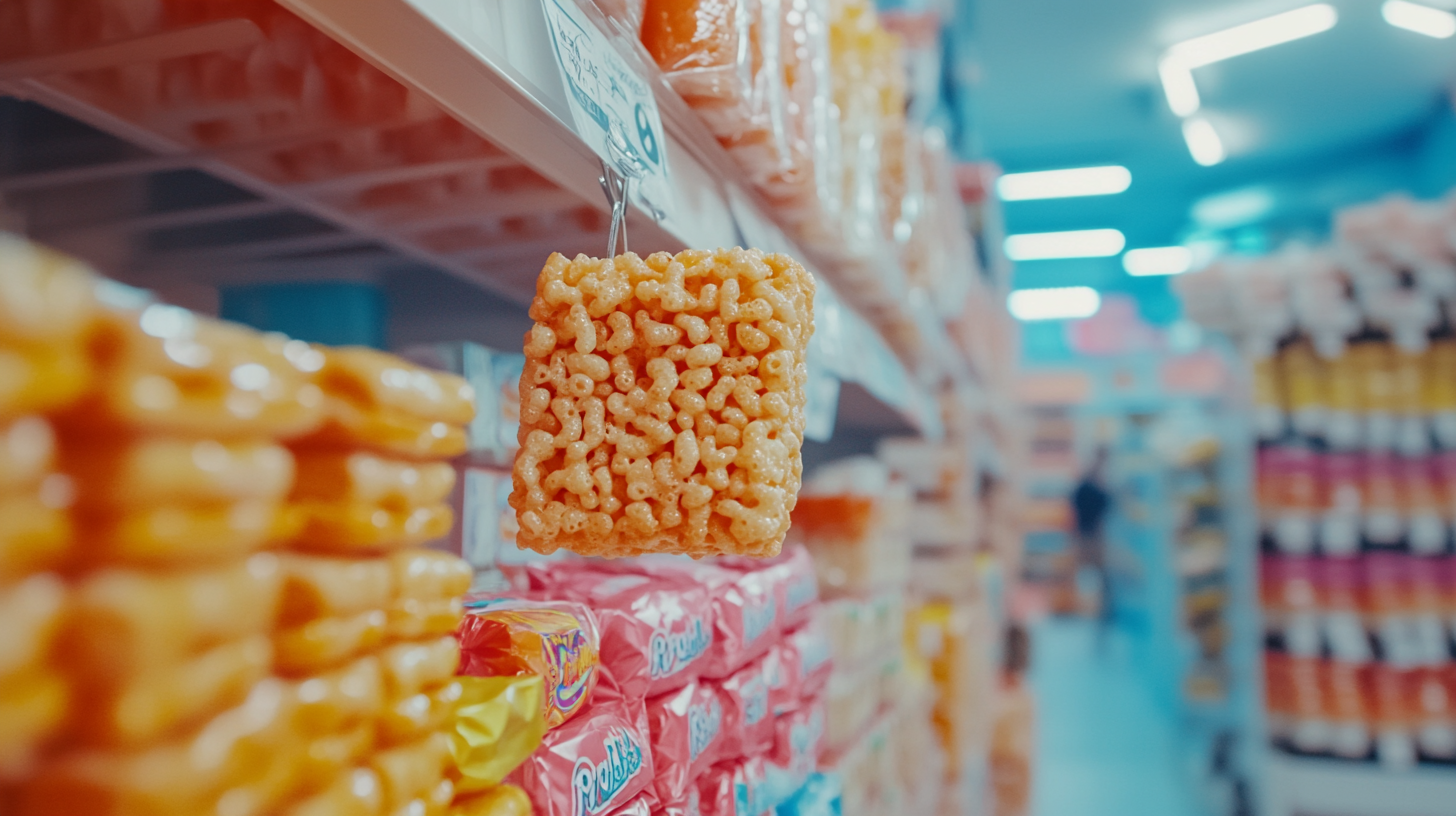 The upside-down Rice Krispies square stuck on ceiling.