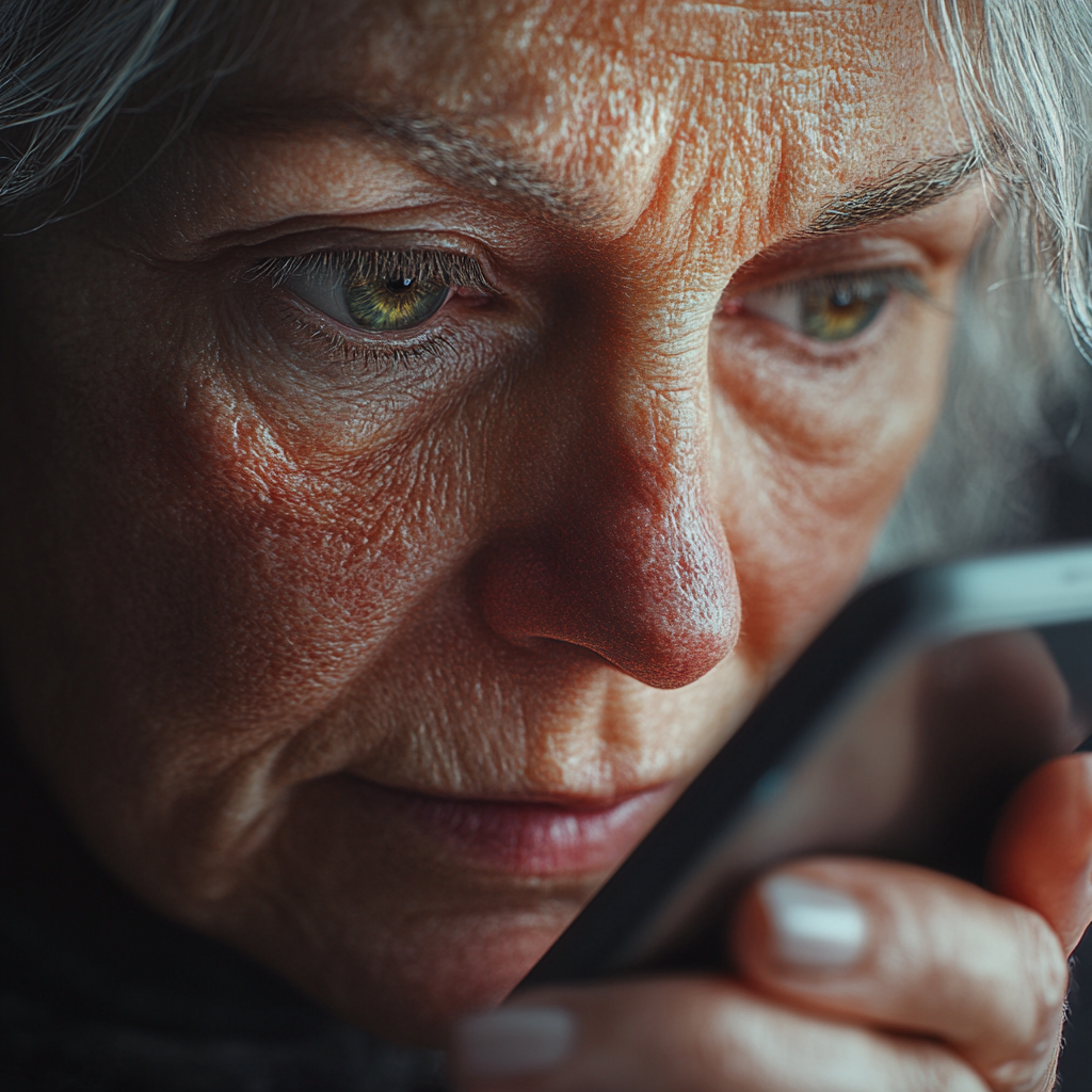 Thoughtful Woman Contemplates Smartphone Reflection