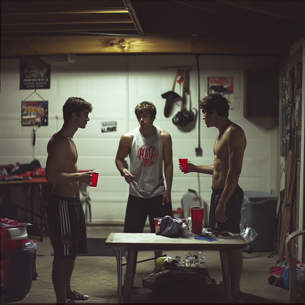 Three average guys in their 20s hanging out.