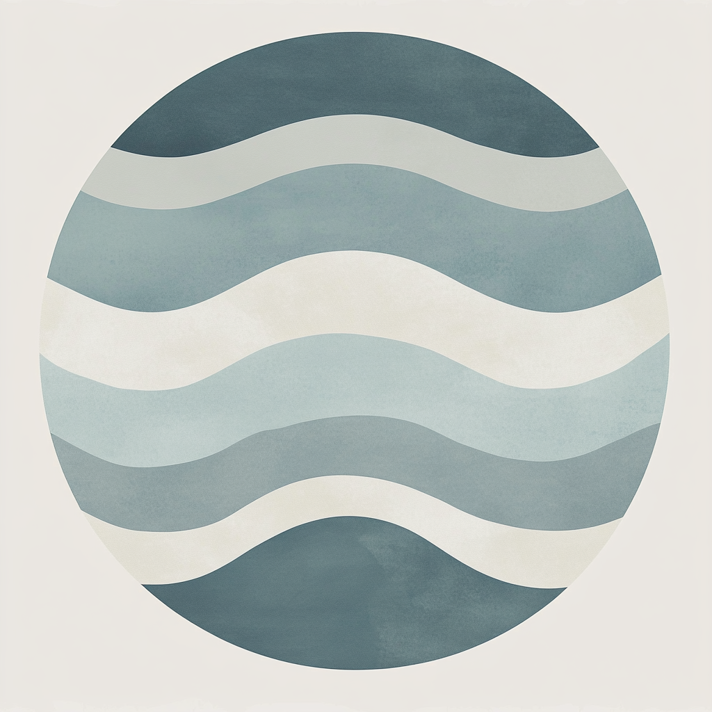 Three calming waves in light gray circle.