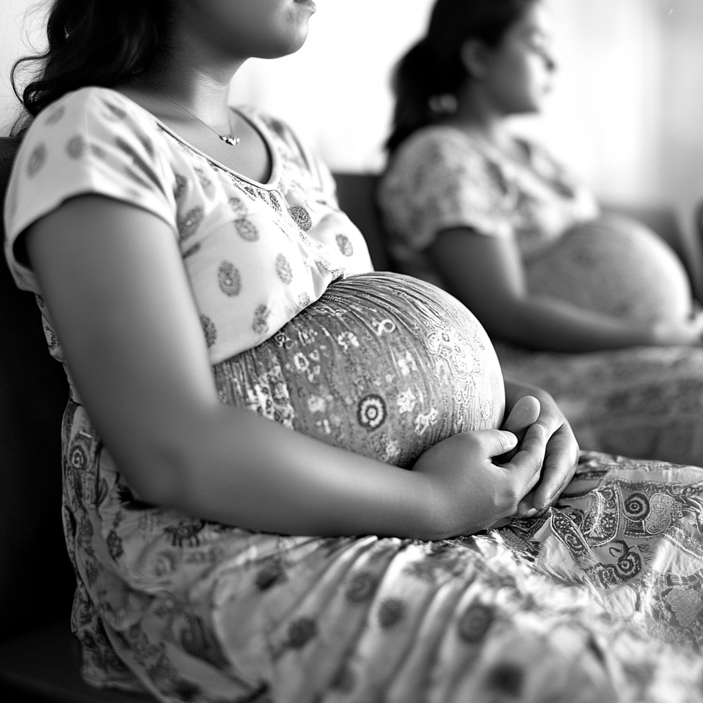 Three pregnant girls in Guatemala's waiting room.