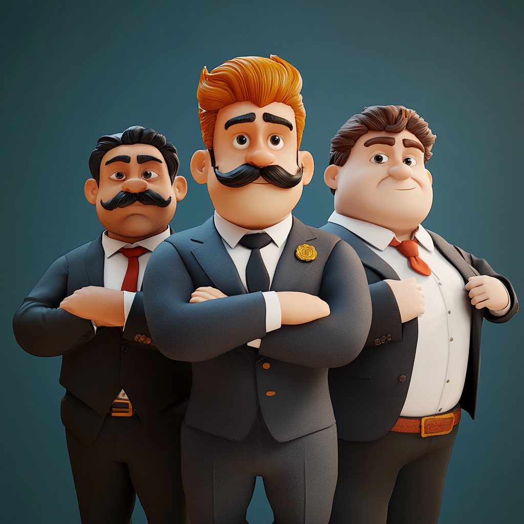 Three Men 3D Cartoon Style