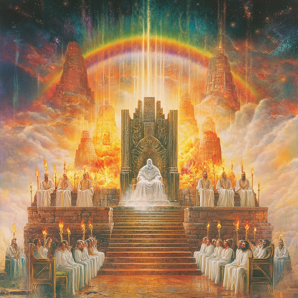 Throne in Heaven with Quartz-Like Figure, 24 Leaders