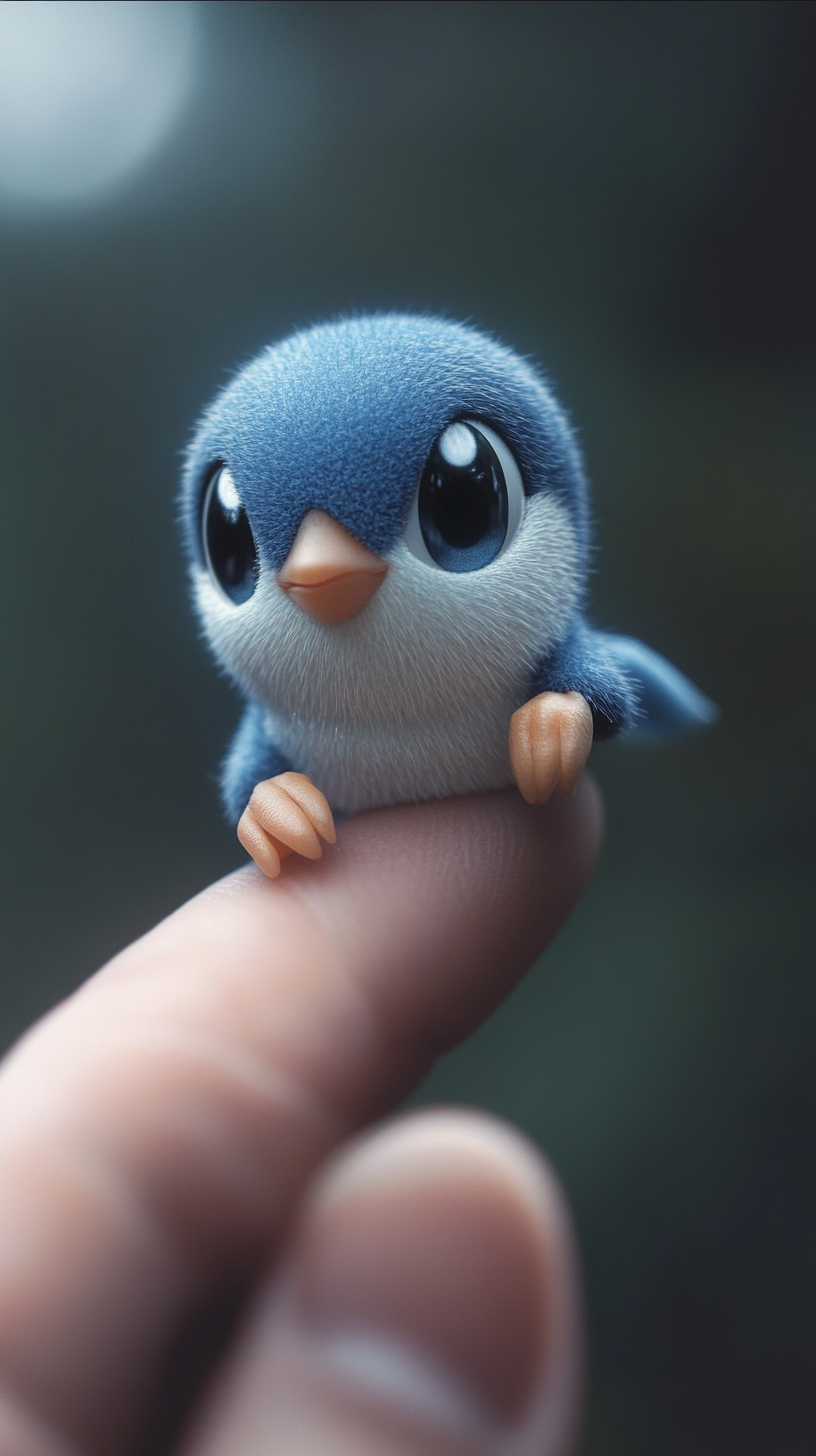 Tiny Piplup clings to human finger, adorable and cute.