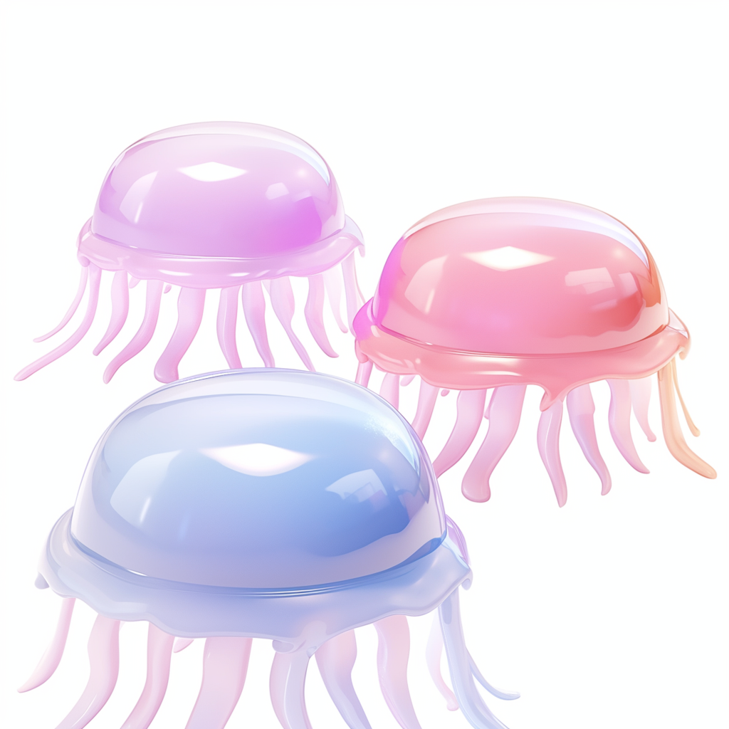 Tiny cute jellyfish in 3D on white