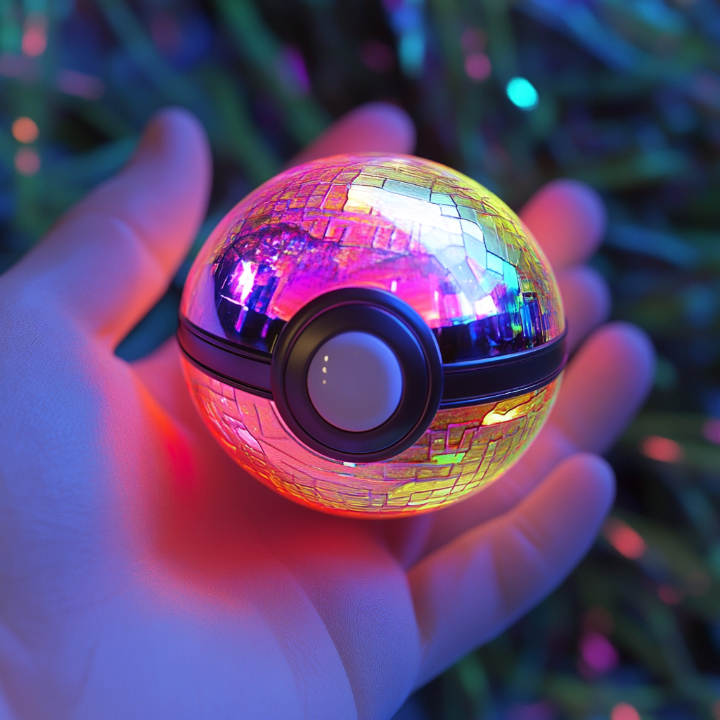 Tiny gem gym badge shaped like pokeball soundbox