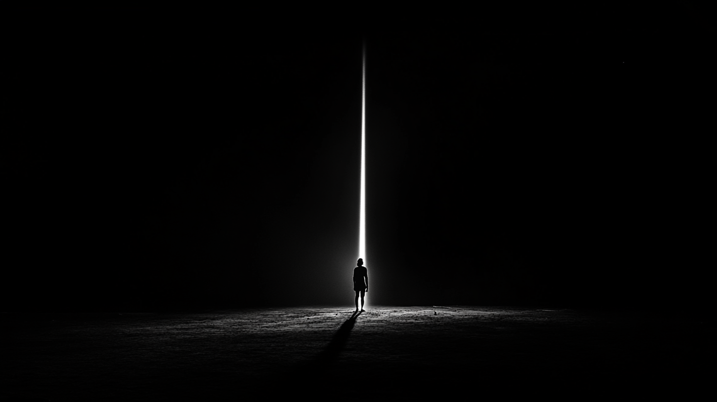 A Person's Silhouette in a Beam of Light