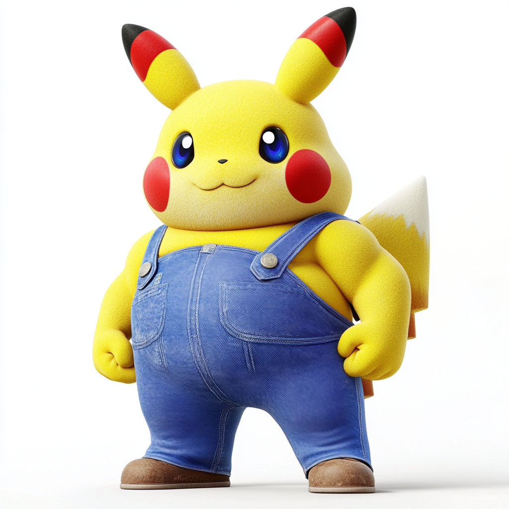 Toad smiling next to Pikachu flexing six-pack abs.