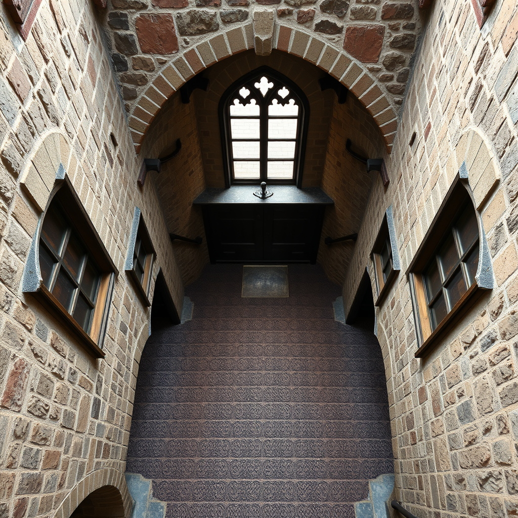 Top View of Medieval Castle Foyer from Door