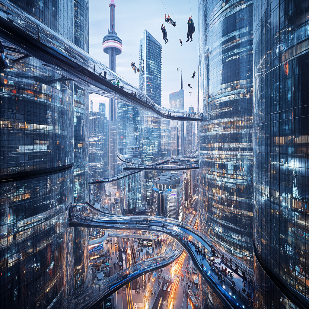 Toronto in 7000s: futuristic, creative, realistic, incredible city.